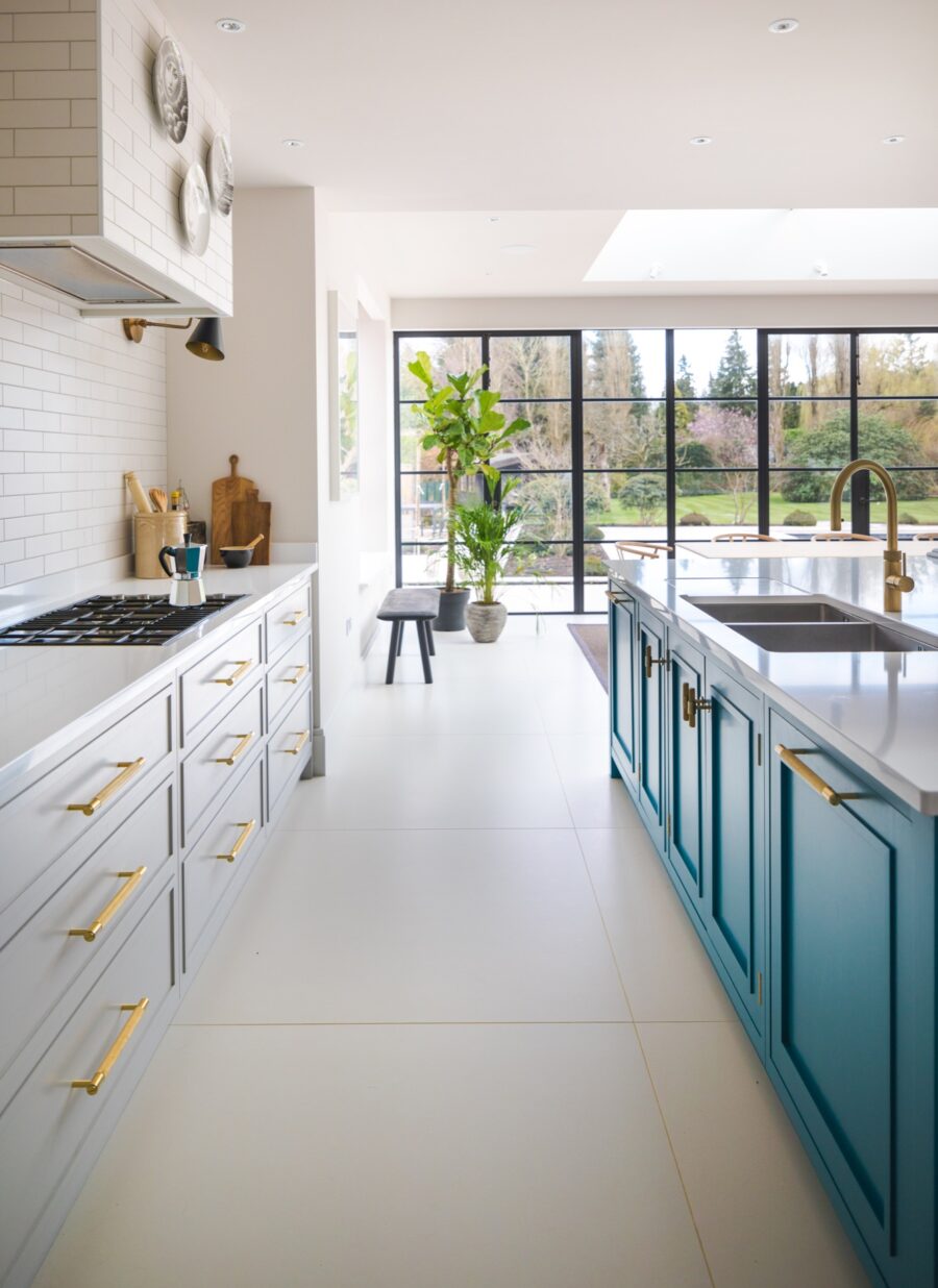 A view through a kitchen towards the exterior 