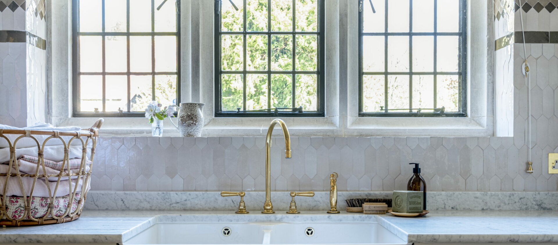 Pretty leaded window with Bulters sink under